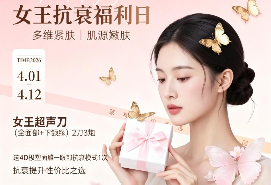 女王超声刀（全面部+下颌缘）2刀3炮   送4D极塑面雕一眼部抗衰模式1次   抗衰提升性价比之选  