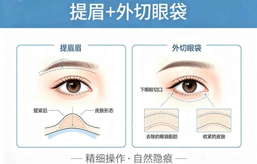 提眉+外切眼袋