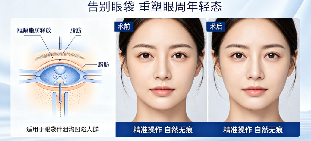 高年资亲诊|眶隔脂肪释放+外切/内切眼眼袋