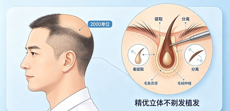 男士精优立体不剃发植发2000单位