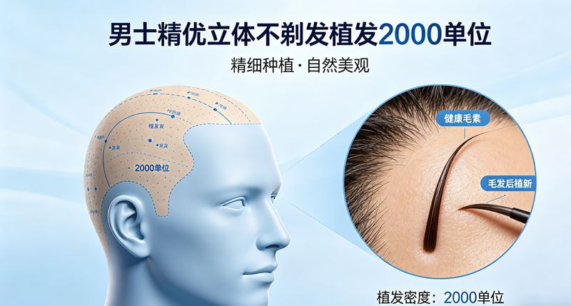 男士精优立体不剃发植发2000单位