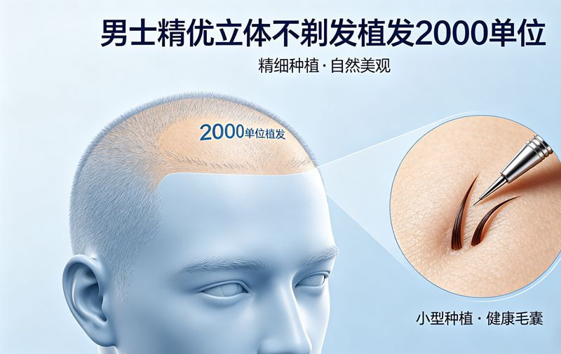 男士精优立体不剃发植发2000单位