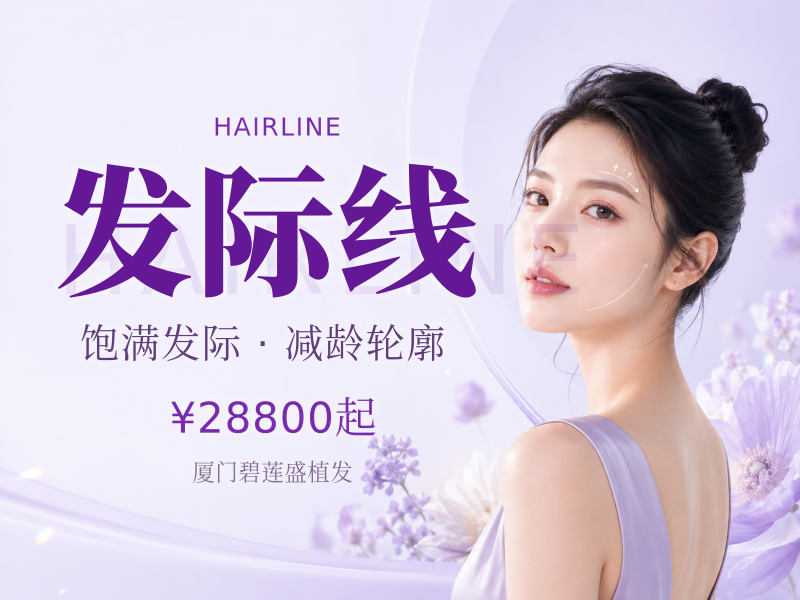发际线3000单位适用于M型额角 发际线高 发缝稀疏