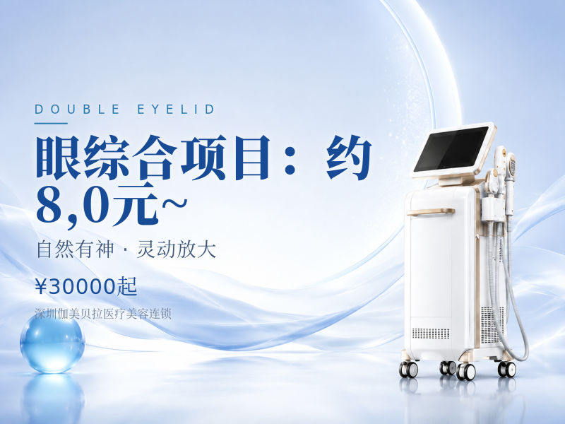 眼综合项目（全切+开眼角/提肌等2~7项）：约 8,0元 ~