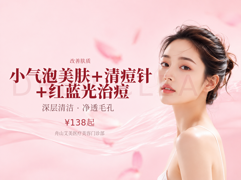 小气泡美肤+清痘针+红蓝光治痘